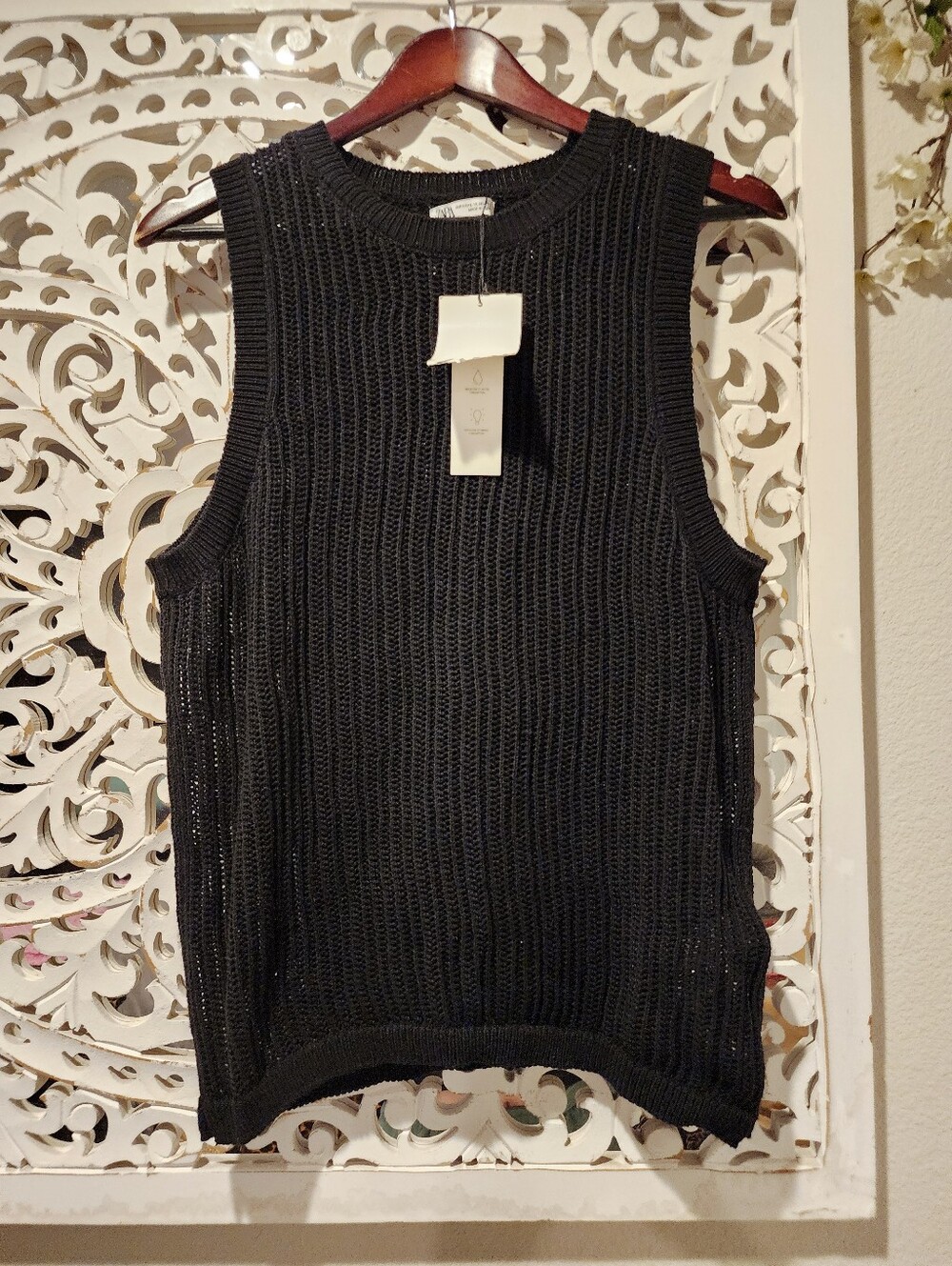 ZARA KNITTED HIFG NECK VEST IN BLACK NWT SIZE L/XL - Picture 6 of 16
